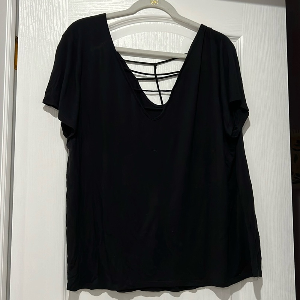 Black shirt from Charlotte Russe with criss cross design in the front and back
